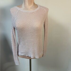 Loft Light Pink Women's Knit Sweater Top Casual Waffle Stitch Linen Blend XS